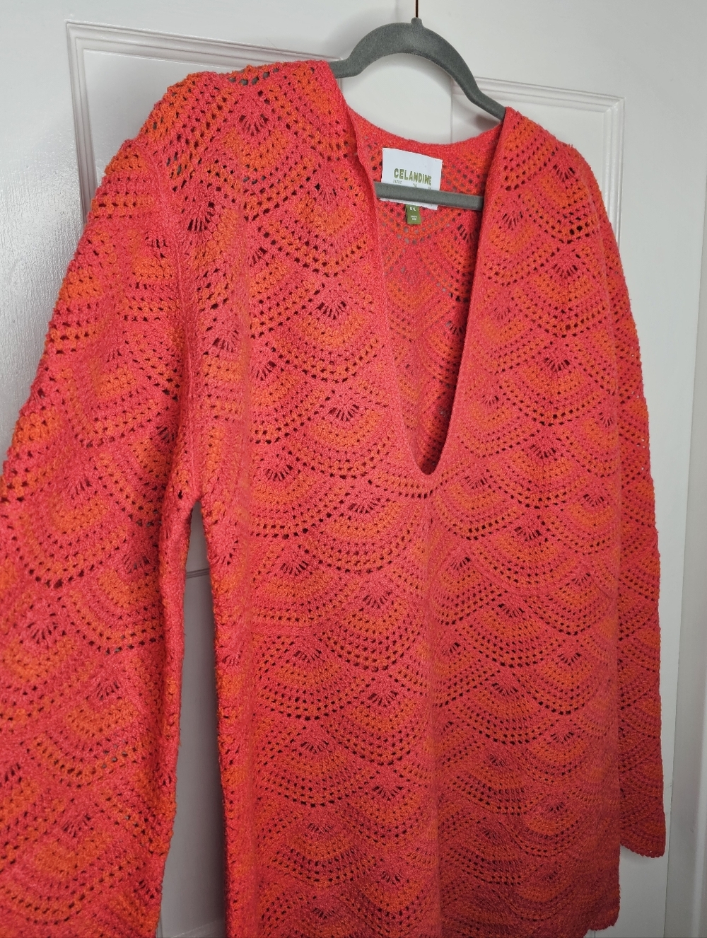 Anthropologie Celandine Crochet Long-Sleeve Mini Kaftan - Picture 7 of 10